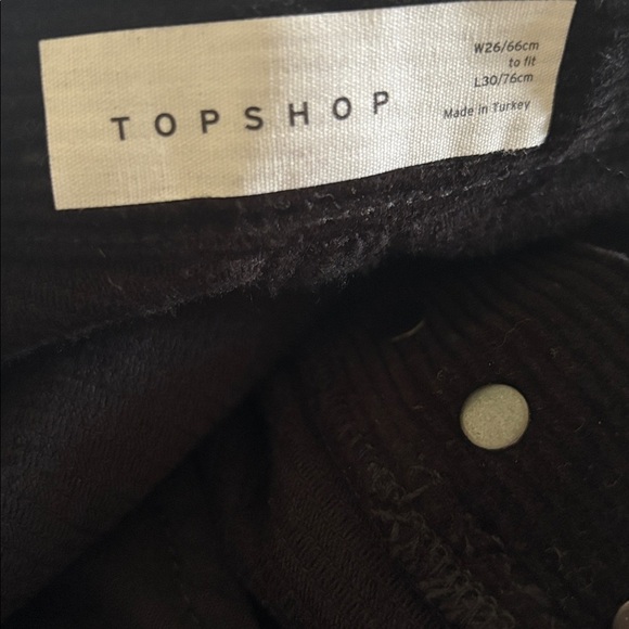 TOPSHOP Wide Rib Corduroy Taper Pant Sz 26X30 High Waisted Black 100% Cotton - Picture 4 of 6